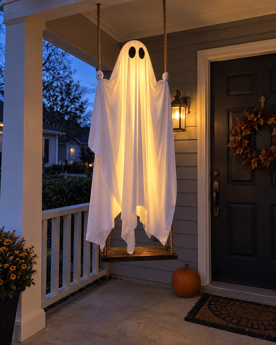 RELIVA ghost displayed on a suburban porch