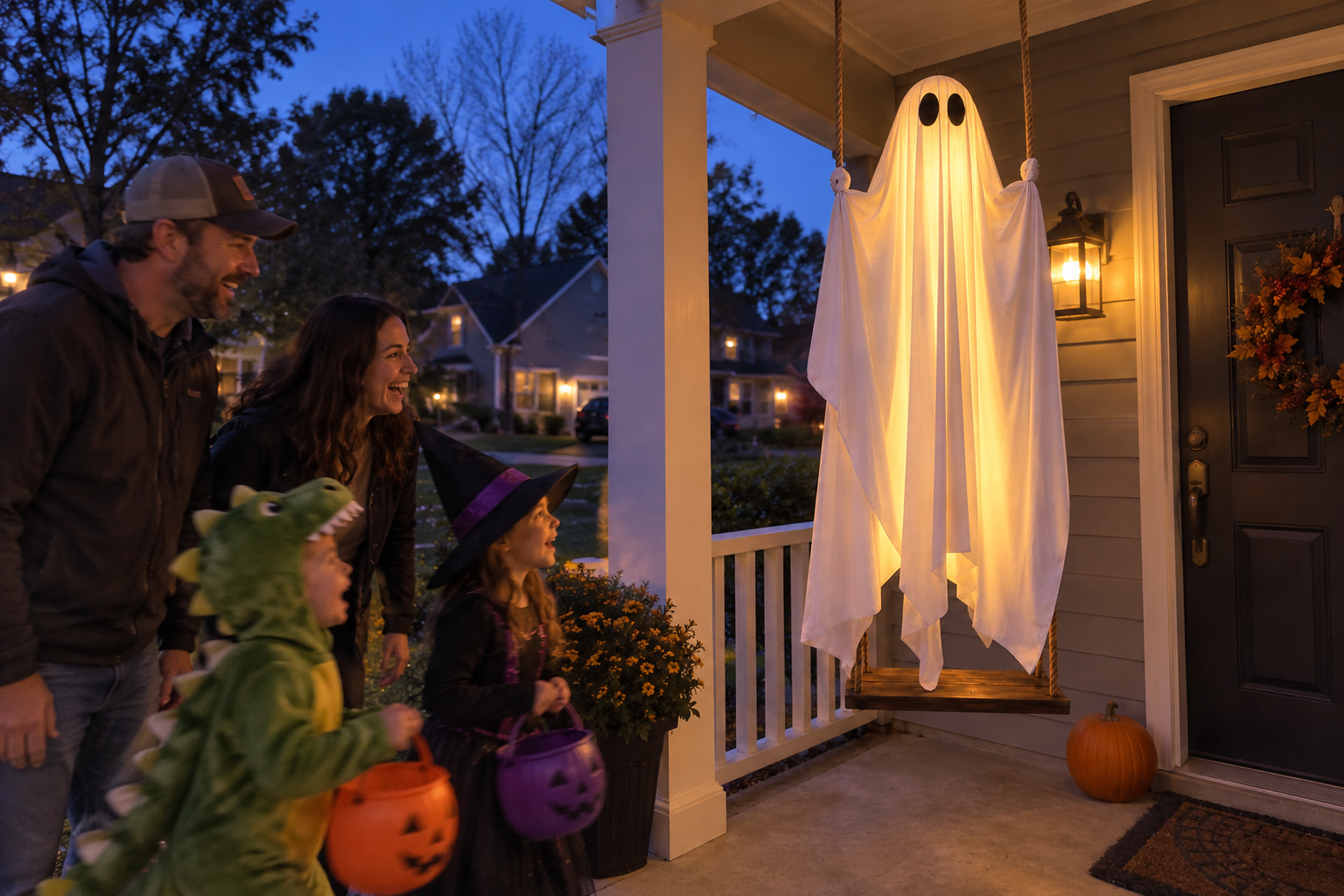 Family reacting to the RELIVA ghost on Halloween night