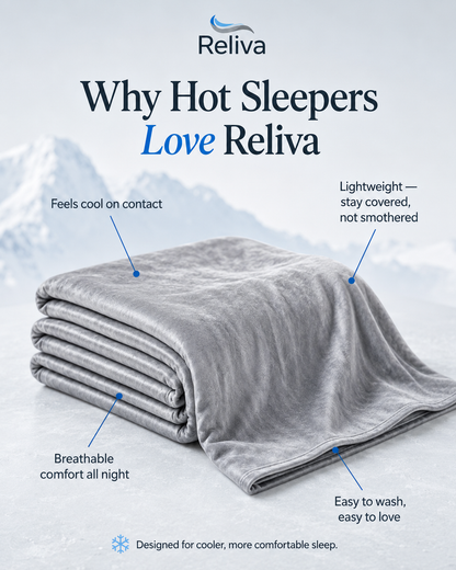 RELIVA™ CoolFlow™ Cooling Blanket — Stay Cool All Night, Wake Up Dry