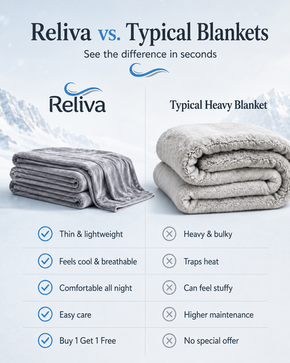 RELIVA™ CoolFlow™ Cooling Blanket — Stay Cool All Night, Wake Up Dry