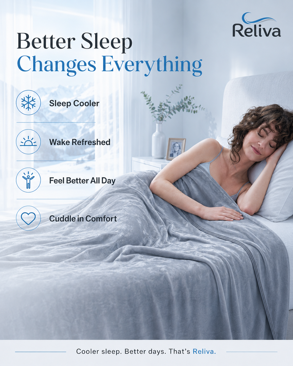 RELIVA™ CoolFlow™ Cooling Blanket — Stay Cool All Night, Wake Up Dry