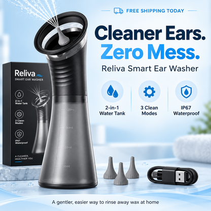 Reliva™ Professional Ear Cleaner – 4 Pressure Modes, 3 Nozzles