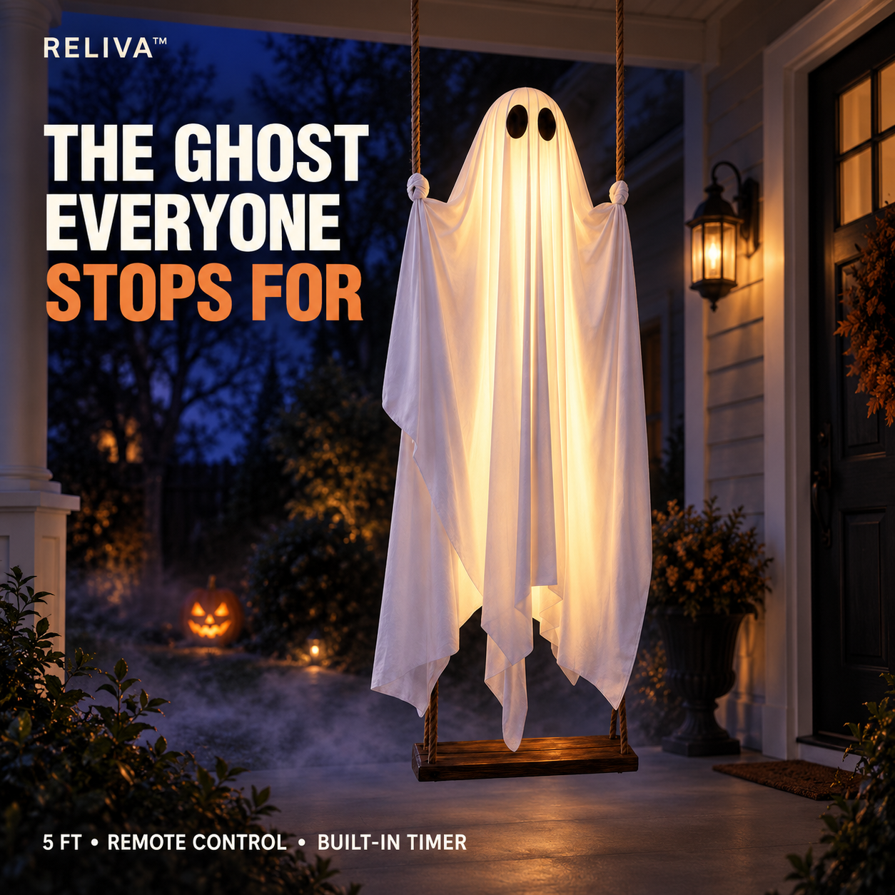 RELIVA five-foot illuminated swing ghost